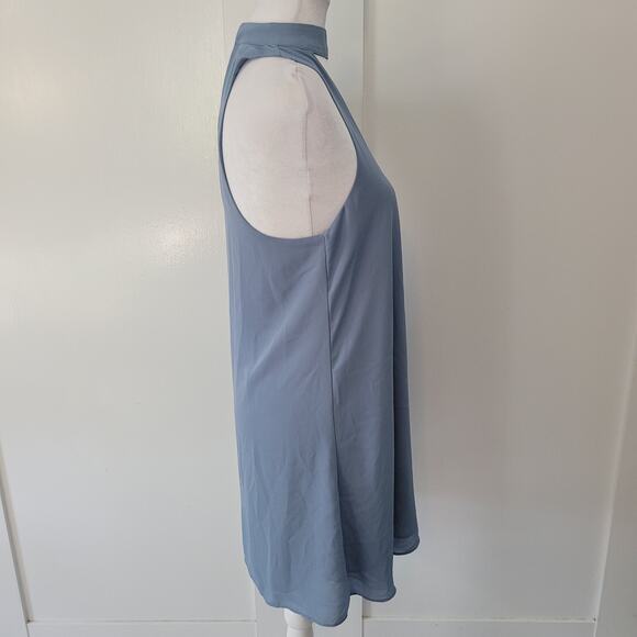 Lulus Size S Groove Thing Slate Blue Swing Dress Halter Neckline Flowy‎ Casual - Picture 4 of 11